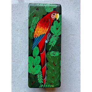 Signed St. Laurent Productions Handcrafted Wooden Parrot Design Rectangular Box